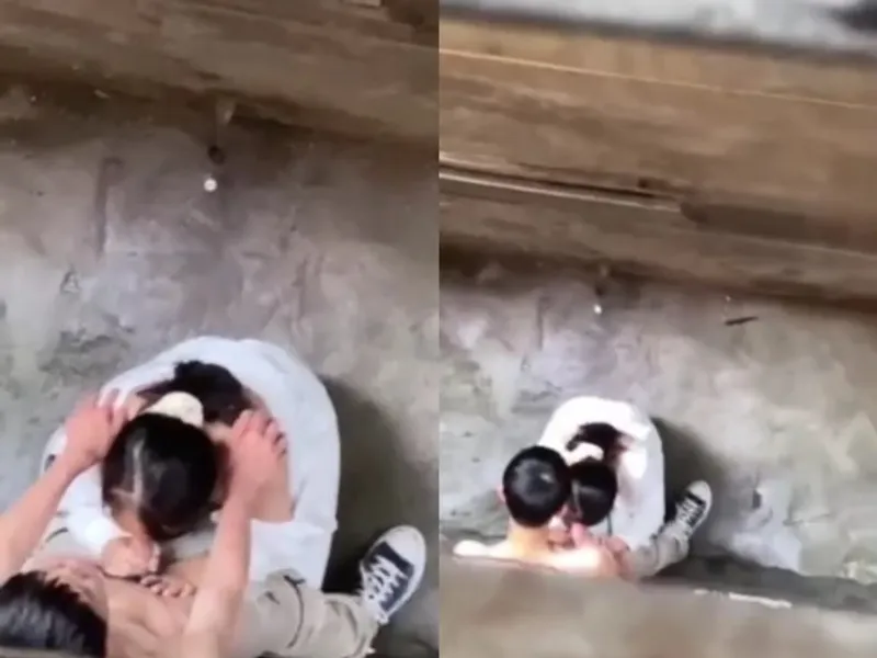 Quay lén em học sinh mút buồi anh người yêu ở khe nhà